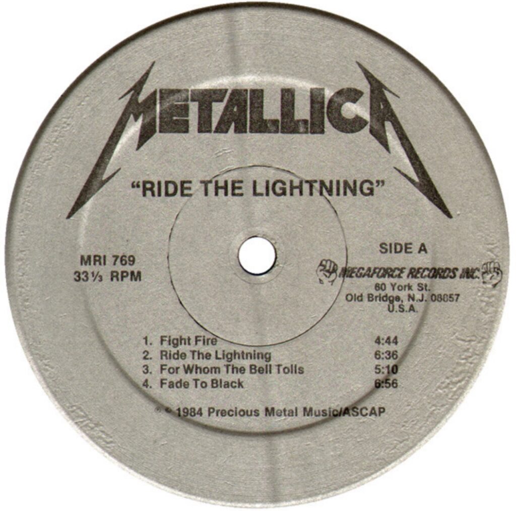 metallica ride the lightning megaforce label