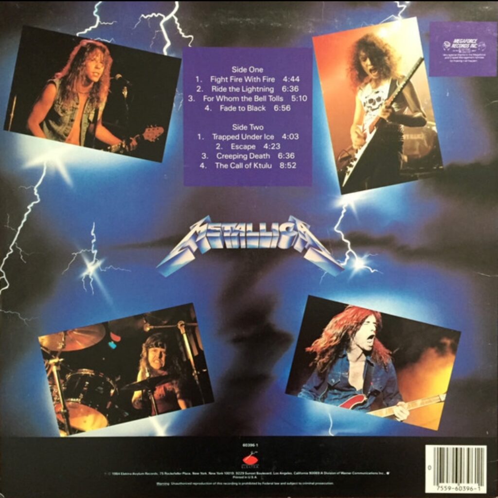 metallica ride the lightning back cover with barcode