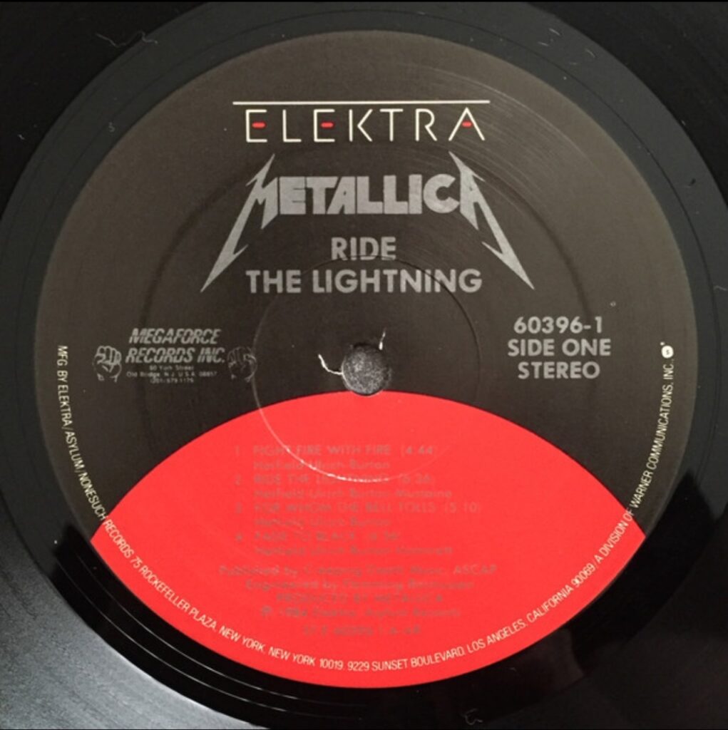 metallica ride the lightning electra label