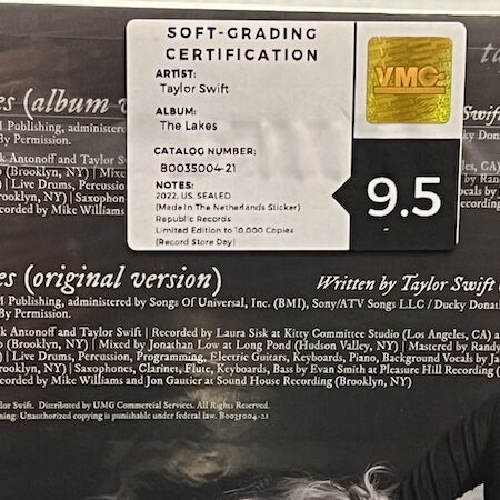 Soft grading label on The Lakes by Taylor Swift